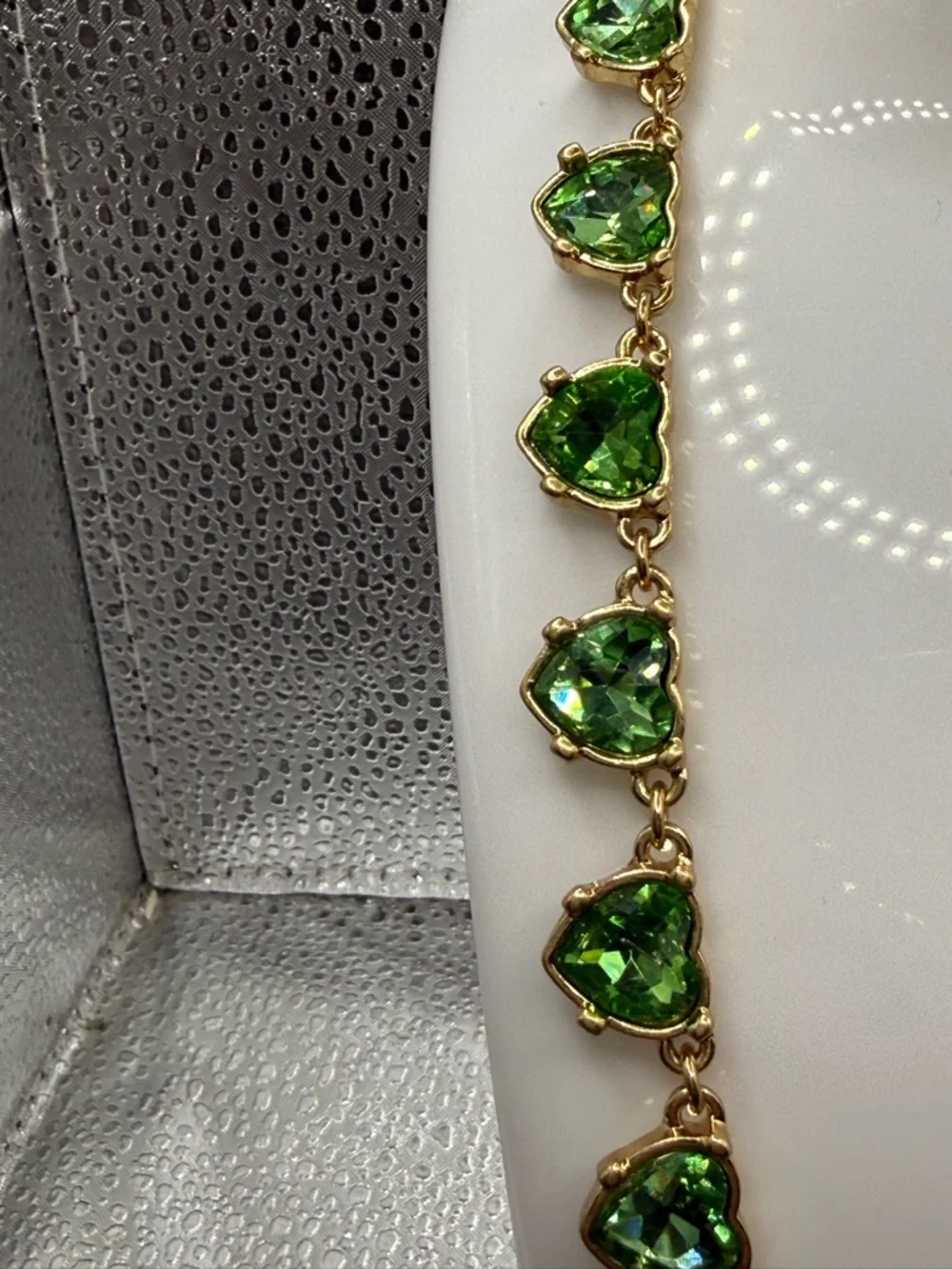 Oscar de la Renta Love Heart Green Necklace